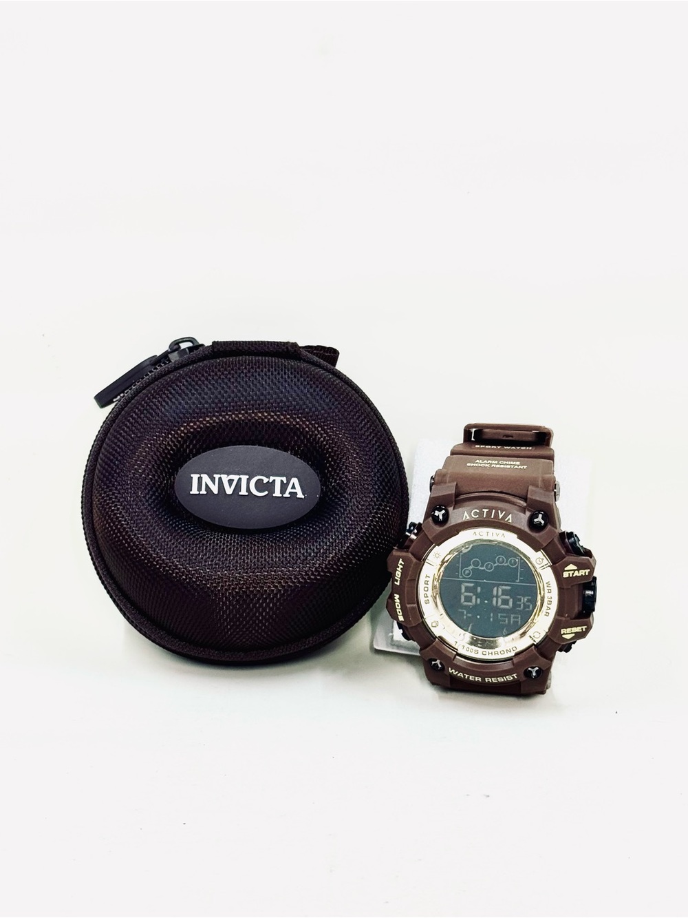 Invicta X Activa Unisex Brown Silicone Band Digital Sport Watch & Travel Case